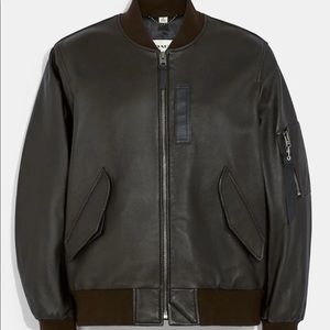 NWT COACH C1960 Leather Ma 1 Jacket BROWN SIZE48 175/100A